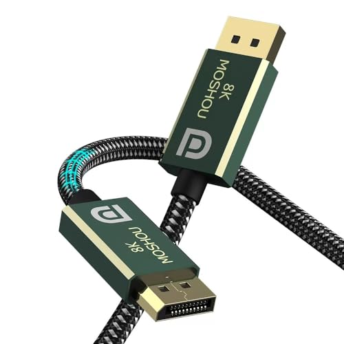 Sikai MOSHOU 8K Displayport Kabel 2.0 (3m) Displayport auf Displayport 2.0, Bandbreite von bis zu 77,4 Gbit/s, DP 2.0 Kabel 8K@60Hz 4K@144Hz 2K@165Hz 1080P HD FreeSync G-SYNC HDR 12bit von Sikai