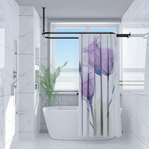 Sikaiqi Al alloy Oval Shower Curtain Rod Hoop Square Shape Bathroom 58.3"x24" Rod for Clawfoot Tub Free Standing Tubs (Black) von Sikaiqi