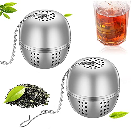 2 Stück Teesieb Teeei Edelstahl Teefilter Tasse 4 cm Teesieb für Losen Tee Lustig Tea Filt Kugel Gewürzsieb Gewurzkugel Dauerfilt Siebeinsatz Teefilterhalt Teehalter Gewürzei für Teekannen von Sikeydels