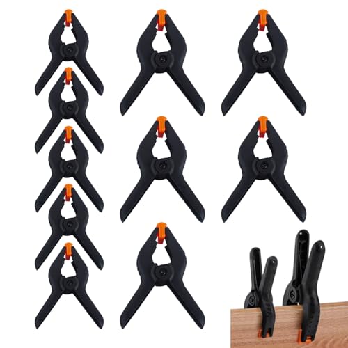 Sikweny 10 Stück Klemmzwingen Nylon Klemmen mit Rutschfestem Griff Klemmzange Verstellbar Federklemme Ergonomisch Federzwinge Halteklammern 2 Größen für Zimmerei Fotografie Heimwerkerprojekte von Sikweny