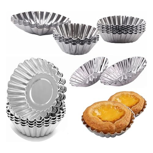 Sikweny 25 Stück Tartelette Förmchen Antihaftbeschichtung Puddingform Klein und Tragbar Mini Muffins Backform Wiederverwendung für Jahrestag Abschluss Geburtstag Babyparty Hochzeit Andere Partys von Sikweny