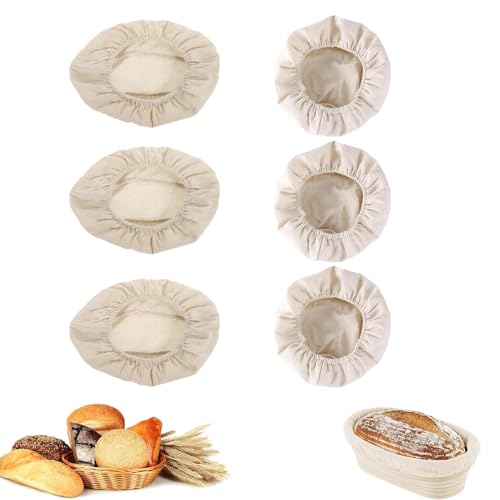 Sikweny 6 Stück Bäckerleinen Wiederverwendbar Leinentuch Brot Backen Staub und Klebrigkeit Gärkörbchen Hohe Hygroskopizität für Landbrot Baguette Sauerteig Pizzateig Croissant Vorformen Bagel von Sikweny