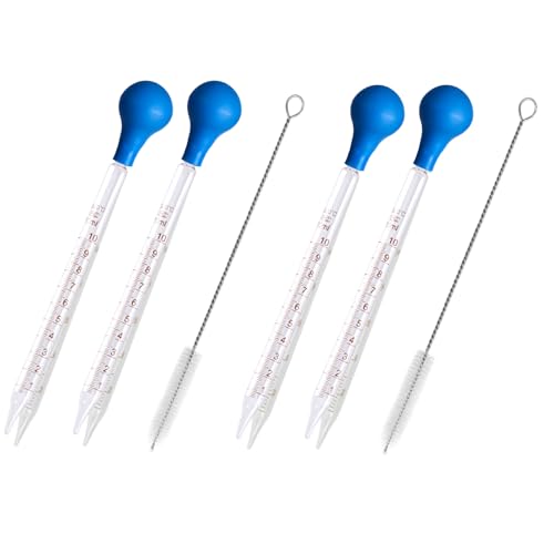 Sikweny Glaspipette Set Enthalten 4 Stück Pipette 10ml 4 Gummi Saugnapf Mit 2 Reinigungsbürsten Pipetten Klare Skala Glas Pipette Dropper für Bildungseinrichtungen Labor Forschung von Sikweny