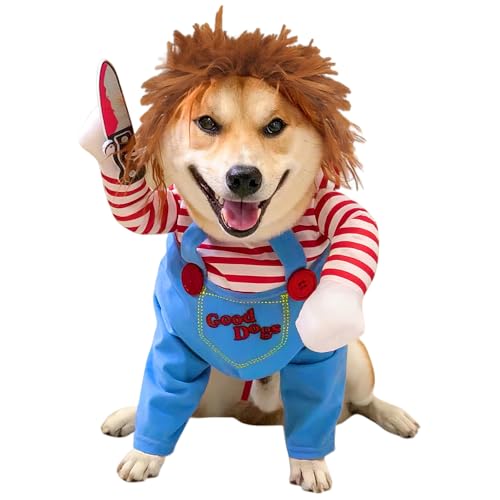 Sikweny Hundekostüm Halloween Hund Inklusive Jacke und Kunstbart Hunde Halloween Verstellbar Dog Costume Atmungsaktiv Katzenkostüm Kostüm Katze für Festivalkostüme Mottopartys (L) von Sikweny