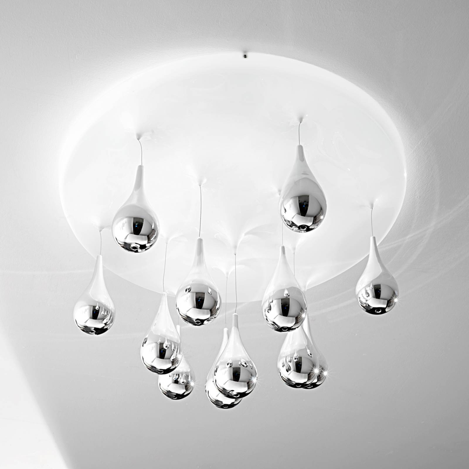 Deckenlampe Pioggia, weiß, chrom, Ø 50 cm H 33 cm von Sil-Lux