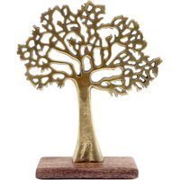 SIL - Dekorativer Baum aus vergoldetem Aluminium und Mangoholz Lebensbaum Größe 1 von Sil
