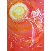 Silwiartatelier Erzengel Uriel 30 X 40 cm Engelbild Engelposter Religiöse Wanddeko Wandbild Geschenkidee Schutzengelbild von SilWiArtAtelier