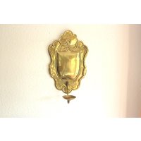 1 Flammiger Messing Wandleuchter Kerzenhalter Wand Vintage Kerzenständer Mid Century Boho Brass Wallhanger Klavierleuchter von SilaVintageandmore