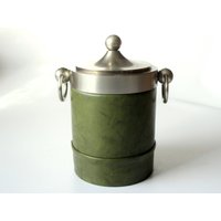 Eiswürfelbehälter Mit Deckel Vintage 50Er 60Er Eiskühler Eiseimer Retro Bareware Ice Bucket Green & Silver West Germany Geschenk von SilaVintageandmore