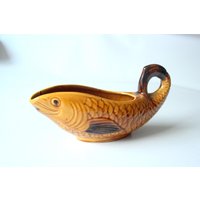 Gallo Neptuno Sauciere Fisch Keramik Vintage Soßenschüssel Serving Sauce Fish Plate Villeroy Und Boch Germany Gelb Deko Küche Buffet von SilaVintageandmore