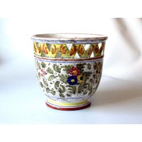 Großer Ars Deruta Vintage Keramik Blumentopf Handbemalt Übertopf Mid Century Plant Pot Italy Pflanzer Ranken Floral Großer Ars Deruta Vintage Keramik Blumentopf Handbemalt Übertopf Mid Century Plant Pot Italy Pflanzer Ranken Floral von SilaVintageandmore