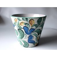 Großer Ruscha Vintage Keramik Blumentopf Handbemalt Übertopf Mid Century Plant Pot West Germany Pflanzer Ranken Floral Großer Ruscha Vintage Keramik Blumentopf Handbemalt Übertopf Mid Century Plant Pot West Germany Pflanzer Ranken Floral von SilaVintageandmore