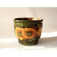 Großer Schwerer Blumentopf Scheurich Modell 887 22 Keramik Vintage Grün Orange Braun Übertopf 70S Mid Century Planter Wgp Green Großer Schwerer Blumentopf Scheurich Modell 887 22 Keramik Vintage Grün Orange Braun Übertopf 70S Mid Century Planter Wgp Green von SilaVintageandmore