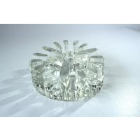 Großes Stövchen Schwer Glas Vintage Eisglas W. Germany Teelicht Kannenwärmer Teewärmer Teelichthalter 70Er 80Er Leonardo Teawarmer 3 Kerzen von SilaVintageandmore