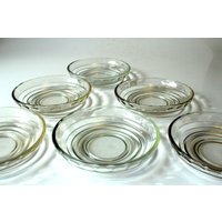 Rauchglas Dessertschalen Set Pressglas Schalen Schälchen Schüssel Vintage Glas Grau Relief Mid Century Schlicht Salat Eis Pudding von SilaVintageandmore