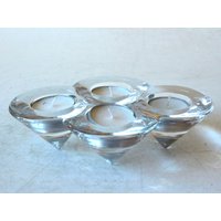 Skandi Teelichthalter Kerzenhalter Glas Vintage Kerzenständer 1980Er 90Er Kerzenleuchter Scandi Design Durchsichtig Advent von SilaVintageandmore