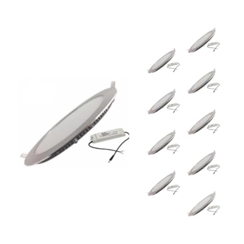 Silamp Downlight LED-Platte, extra flach, rund, Aluminium, 18 W, 10 Stück – Lichtfarbe: Kaltweiß 6000 K – 8000 K von Silamp