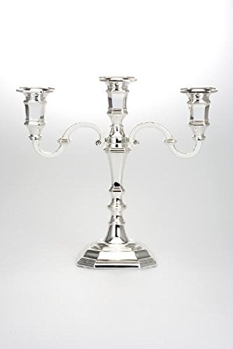Leuchter 3-armig versilbert und anlaufgeschützt glatt poliert Höhe 25 cm, hochwertiger Qualitäts Kerzenleuchter von Silber Leuchter
