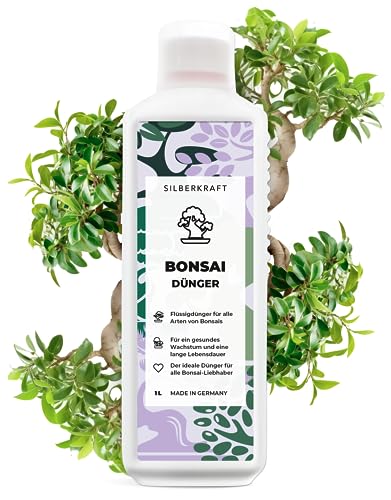 Silberkraft Bonsai Dünger, natürlicher Bio Flüssigdünger für alle Arten von Bonsaibäumen - kräftige Bonsais - Made in Germany - Flasche aus recyceltem Plastik - gegen Nährstoffmangel (1 Liter) von Silberkraft