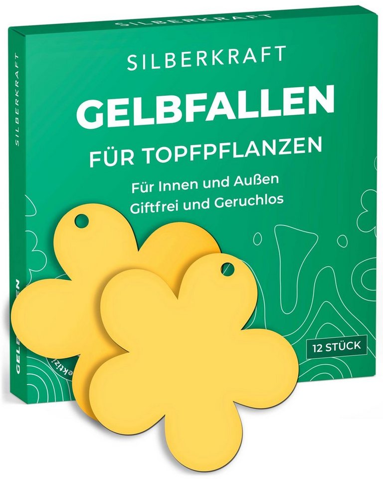 Silberkraft Insektenfalle Gelbfalle Gelbtafeln Gelbsticker 12 Stück - zur Insektenbekämpfung, Wirkt innerhalb von 24-48 h - hält bis zu 6 Monate - OHNE Giftstoffe von Silberkraft