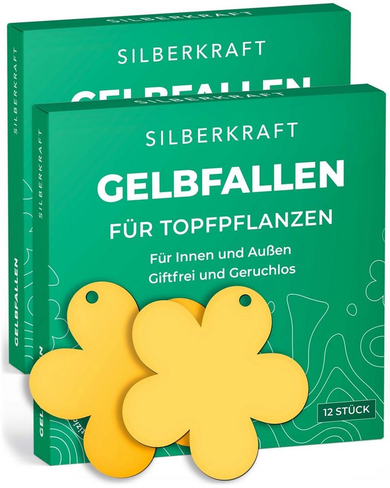 Silberkraft Insektenfalle Gelbfalle Gelbtafeln Gelbsticker 12 Stück - zur Insektenbekämpfung, Wirkt innerhalb von 24-48 h - hält bis zu 6 Monate - OHNE Giftstoffe von Silberkraft