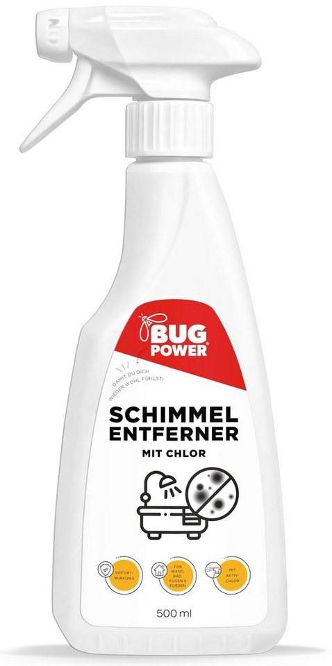 Silberkraft BugPower Schimmel Entferner Spray + Chlor Schimmelentferner (1-St. für Fliesen, Fugen, Wände & Decken + Aktivchlor) von Silberkraft