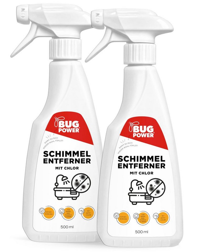 Silberkraft BugPower Schimmel Entferner Spray + Chlor Schimmelentferner (2-St. für Fliesen, Fugen, Wände & Decken + Aktivchlor) von Silberkraft