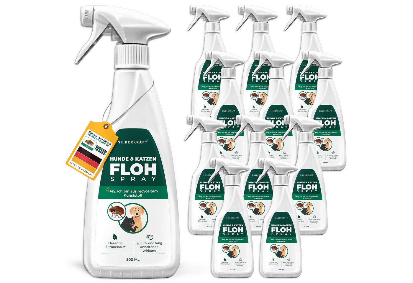 Silberkraft Insektenspray Flohspray Hunde & Katzen, 500 ml, 12-St. von Silberkraft