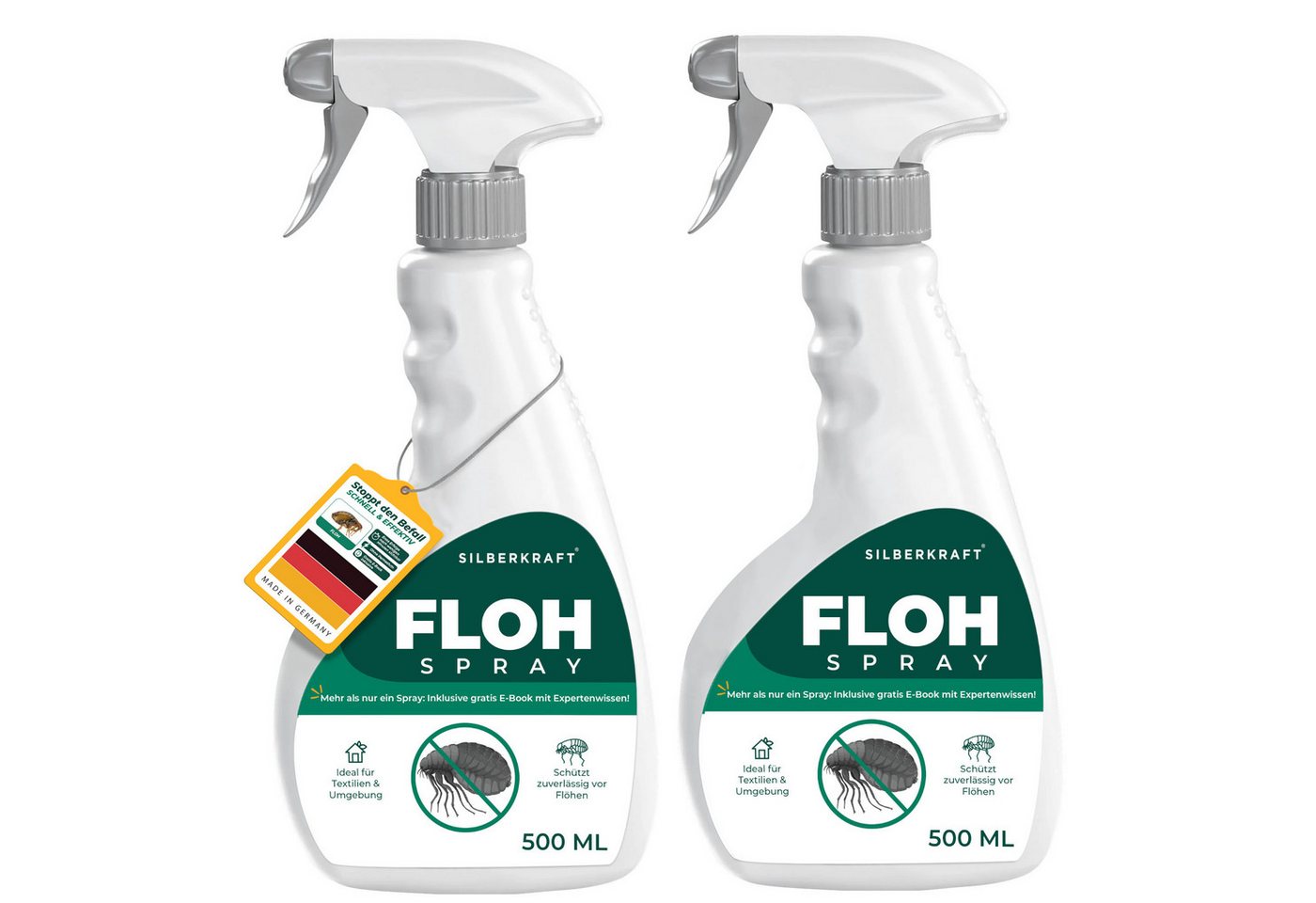 Silberkraft Insektenspray Flohspray Textil & Umgebung 500 ml inkl. E-Book, Als Umgebungsspray: gezielte Anwendung für eine flohfreie Umgebung, 2-St., Inklusive E-Book mit Tipps zur Vorbeugung & Bekämpfung von Flohbefall, Abwehr von Flöhen in der Umgebung: Textilien, Schlafplätze & Wohnräume Silberkraft Insektenspray Flohspray Textil & Umgebung 500 ml inkl. E-Book, Als Umgebungsspray: gezielte Anwendung für eine flohfreie Umgebung, 2-St., Inklusive E-Book mit Tipps zur Vorbeugung & Bekämpfung von Flohbefall, Abwehr von Flöhen in der Umgebung: Textilien, Schlafplätze & Wohnräume von Silberkraft