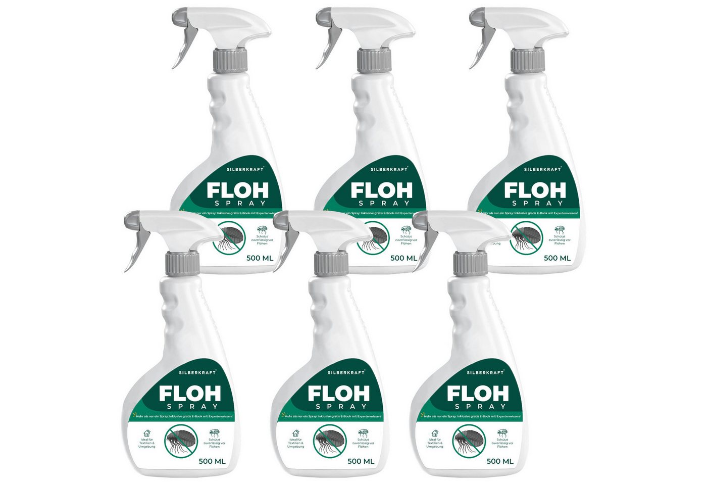 Silberkraft Insektenspray Flohspray Textil & Umgebung 500 ml inkl. E-Book, Als Umgebungsspray: gezielte Anwendung für eine flohfreie Umgebung, 6-St., Inklusive E-Book mit Tipps zur Vorbeugung & Bekämpfung von Flohbefall, Abwehr von Flöhen in der Umgebung: Textilien, Schlafplätze & Wohnräume Silberkraft Insektenspray Flohspray Textil & Umgebung 500 ml inkl. E-Book, Als Umgebungsspray: gezielte Anwendung für eine flohfreie Umgebung, 6-St., Inklusive E-Book mit Tipps zur Vorbeugung & Bekämpfung von Flohbefall, Abwehr von Flöhen in der Umgebung: Textilien, Schlafplätze & Wohnräume von Silberkraft