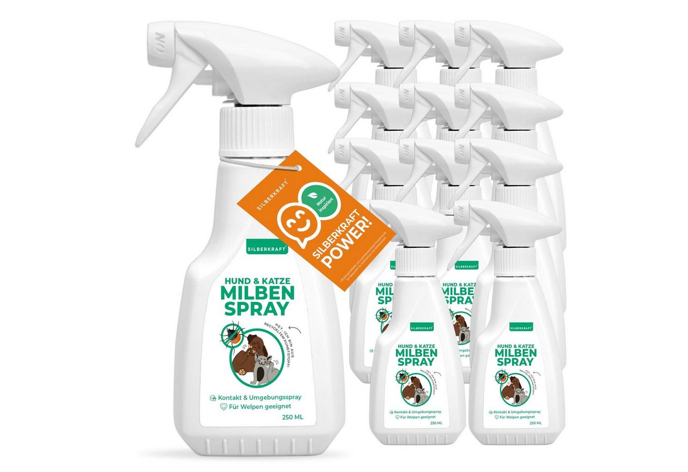 Silberkraft Insektenspray Milbenspray für Hunde & Katzen, 250 ml, 12-St. von Silberkraft