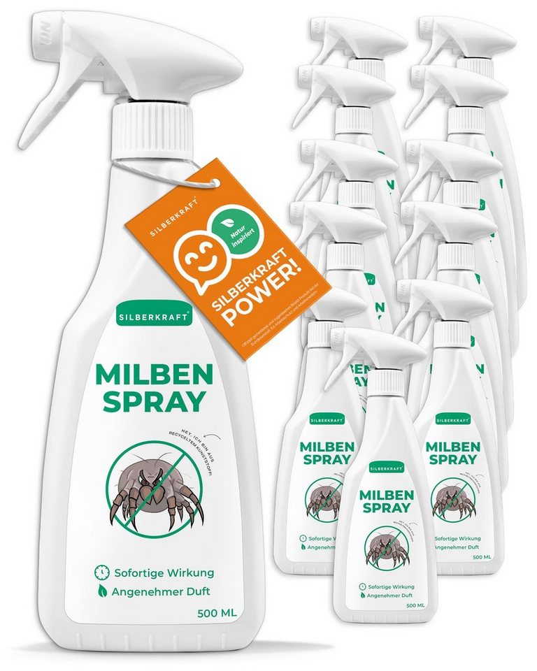 Silberkraft Insektenspray Milbenspray für Matratzen & Textil - Milben im Bett bekämpfen, 500 ml, 12-St. von Silberkraft