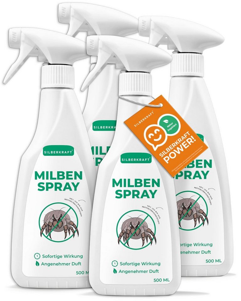 Silberkraft Insektenspray Milbenspray für Matratzen & Textil - Milben im Bett bekämpfen, 500 ml, 4-St. von Silberkraft