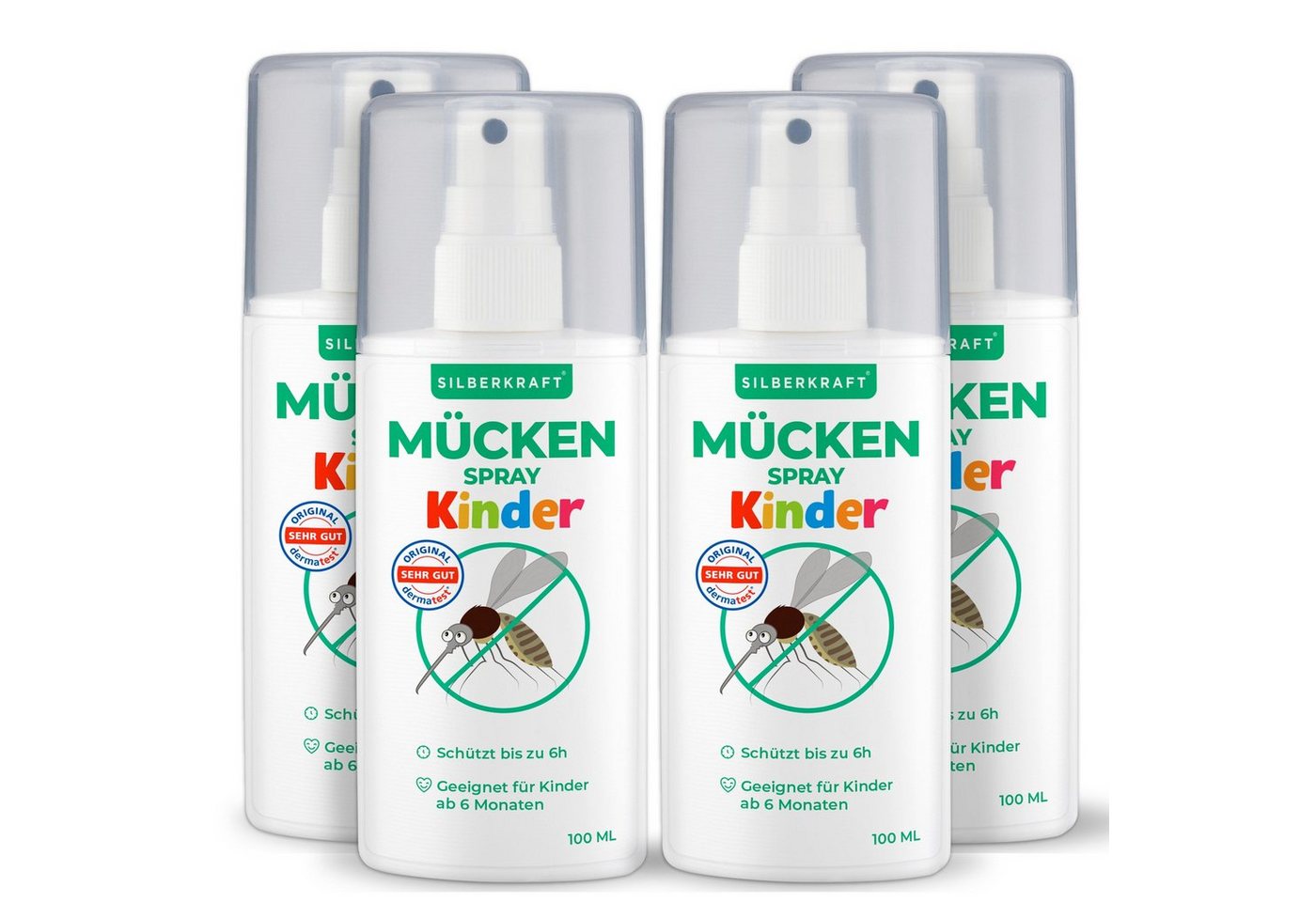 Silberkraft Insektenspray Mückenspray für Kinder & Babys ab dem 6ten Monat, 100 ml, 4-St. von Silberkraft