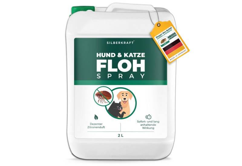 Silberkraft Insektenspray Silberkraft Flohspray für Hunde und Katzen - Anti-Floh-Spray, 2000 ml, Flöhe aus dem Fell fernhalten, Made in Germany, 1-St., Repellent mit starker Wirkung, Anwendung bei akutem Befall, Repellent mit starker Wirkung, Anwendung bei akutem Befall von Silberkraft