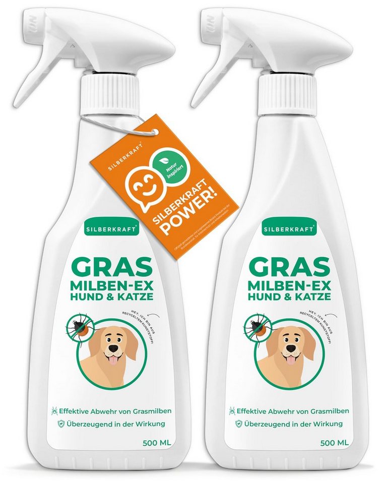 Silberkraft Insektenspray Silberkraft Grasmilben Spray für Hunde - Grasmilben-Ex Spray, 500 ml, 2-St., Linderung bei Juckreiz - gegen Milben, Parasiten, Ungeziefer von Silberkraft