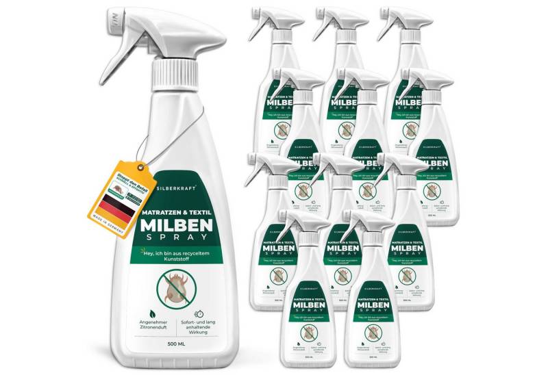 Silberkraft Insektenspray Silberkraft Milbenspray für Matratzen & Textilien, 500 ml, 12-St., Milbenbekämpfung, für Bettwäsche, Matratzen, Kissen, Bett, Bettbezug von Silberkraft