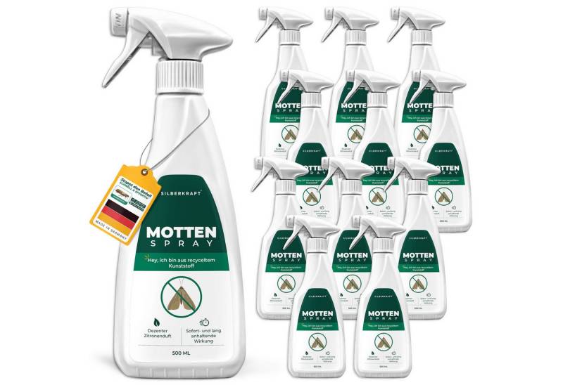 Silberkraft Insektenspray Silberkraft Mottenspray gegen Kleider- und Lebensmittelmotten, 500 ml, 12-St., effektives Mittel gegen Motten, für Kleiderschrank oder Vorratskammer von Silberkraft