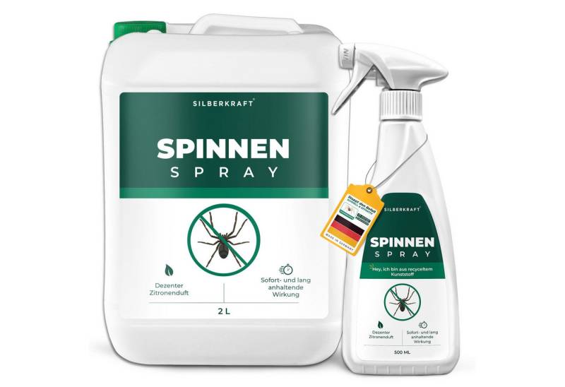 Silberkraft Insektenspray Silberkraft Spinnenspray gegen Spinnen in Haus, Wohnung & Garten, 2500 ml, 2-St., Langzeitwirkung, Alternative zu Spinnengift & Spinnenfallen von Silberkraft