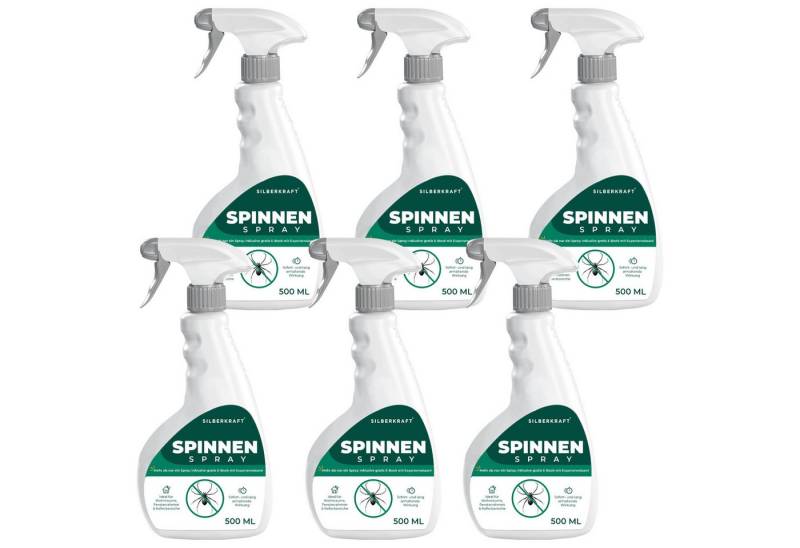 Silberkraft Insektenspray Spinnenspray 500 ml inkl. Gratis E-Book Gebrauchsfertiges Spray, Gezielt auf Ecken, Ritzen, Spalten oder hinter Möbeln sprühen, 6-St., Pumpspray: für sofortige & präzise Handhabung, Abwehr von Spinnen in Wohnräumen, Kellern & an Fensterrahmen von Silberkraft