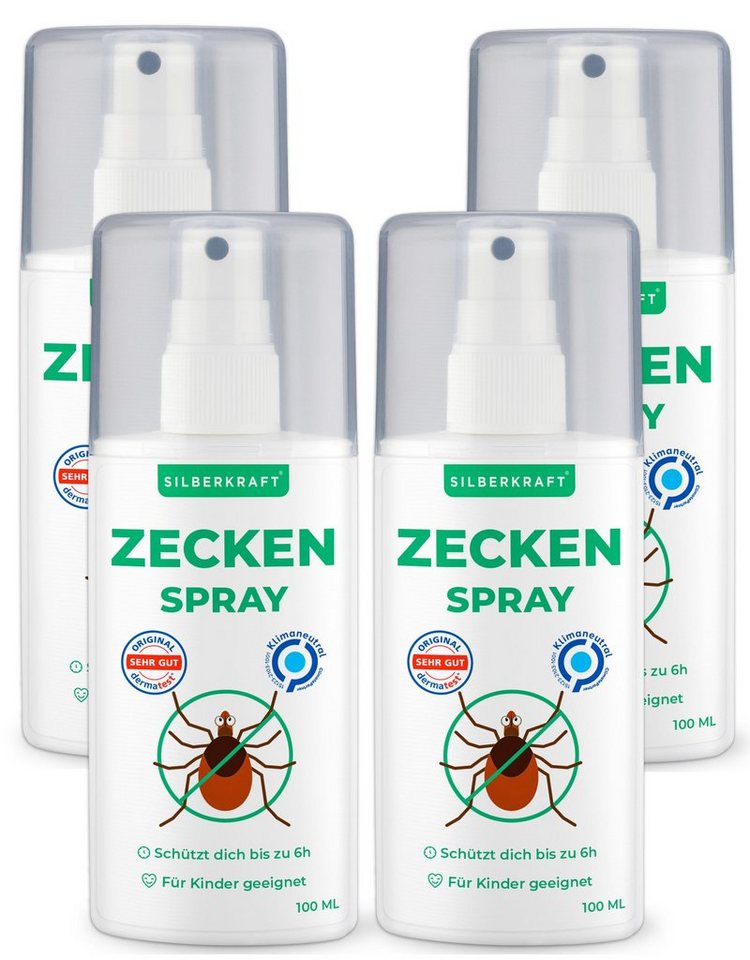 Silberkraft Insektenspray Zeckenspray Zeckenschutz - Anti Zecken Spray, 100 ml, 4-St. von Silberkraft