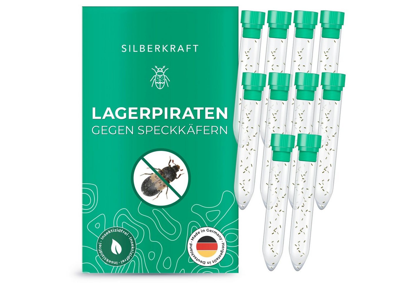 Silberkraft Insektenvernichtungsmittel Lagerpirat zur Bekämpfung von Speckkäfern und Vorratsschädlingen, 10-St., Chemiefreie Alternative zu Pestiziden von Silberkraft