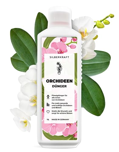 Silberkraft Orchideen Dünger, natürlicher Bio Flüssigdünger - für alle Arten von Orchideen - kräftige Orchideen und Blüten - Flasche aus recyceltem Plastik (1 Liter) von Silberkraft