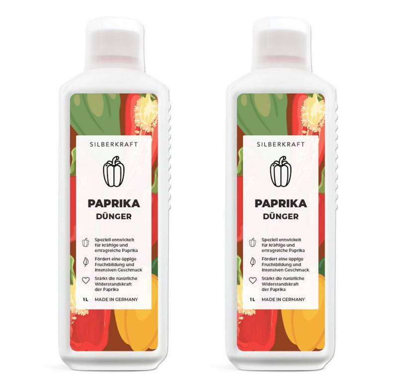 Silberkraft Pflanzenstärkungsmittel Paprika Dünger - Mineralischer NPK Flüssigdünger mit Stickstoff, Spezialformel für Paprika, Chili & Peperoni, Spezialdünger für Paprika, Chili & Peperoni, Für kräftiges Wachstum, intensiven Geschmack & üppige Fruchtbildung von Silberkraft