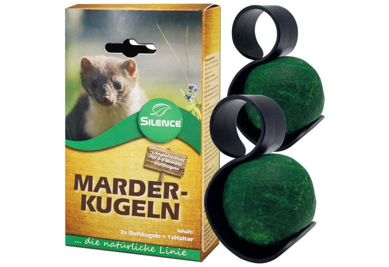 Silberkraft Vergrämungsmittel Silence Marder-Duftkugeln: Effektiver Langzeitschutz vor Marderschäden, Für Auto, Transporter & inkl. Halterung, 1-St., 2 Duftkugeln + Halter, Langzeitschutz für Motorraum & PKW Schutz für Kabel & Dämmung im Auto Silberkraft Vergrämungsmittel Silence Marder-Duftkugeln: Effektiver Langzeitschutz vor Marderschäden, Für Auto, Transporter & inkl. Halterung, 1-St., 2 Duftkugeln + Halter, Langzeitschutz für Motorraum & PKW Schutz für Kabel & Dämmung im Auto von Silberkraft