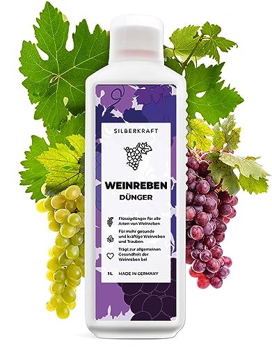 Silberkraft Weinreben Dünger 1 Liter, natürlicher Bio Flüssigdünger - für alle Arten von Weinreben, kräftige Traubenpflanzen - Flasche aus recyceltem Plastik von Silberkraft