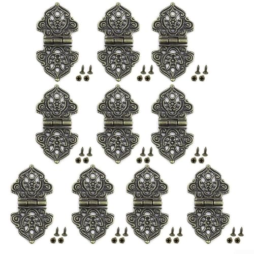 Dekoscharniere 10er Set für Holzkisten, Kleiderschrank und Möbel Antik Design Hardware (Antik Bronze) von Sileduove