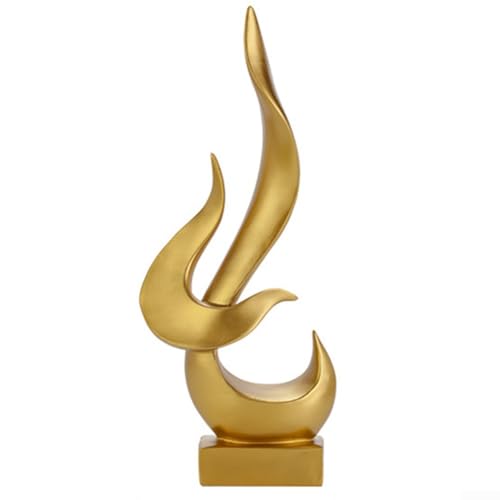 Flammen-Skulptur aus Kunstharz für Zuhause und Büro, abstraktes Vogel-Design, fügt stilvolle Akzente in Wohnzimmer oder Büro hinzu (Gold) von Sileduove
