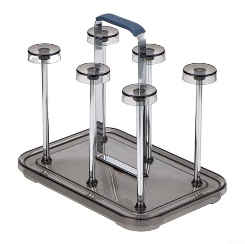 Kaffeebecherregal mit 6 Haken und Ablaufschale für Küchenarbeitsplatte, organisiert Gläser und Tassen bei Wasserflecken (Silber A) von Sileduove