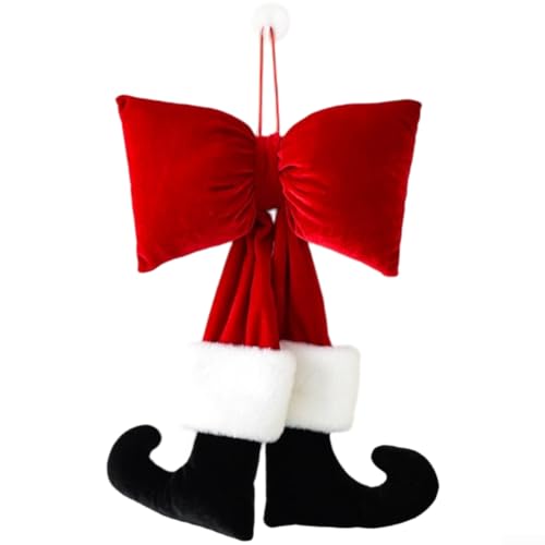 Klassische Weihnachtsschleife zum Aufhängen für Baum und Fenster, aus weichem Stoffmaterial (40 cm) von Sileduove